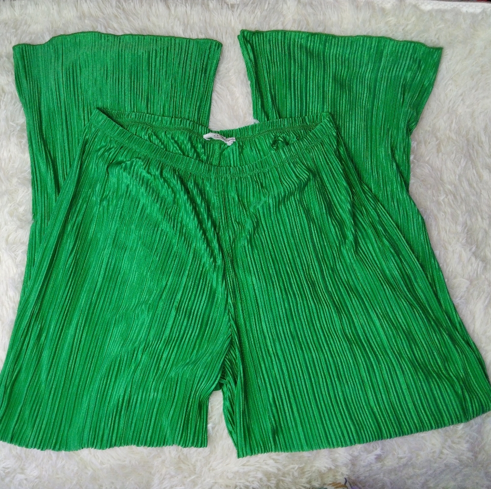 Good American Always Fits Wide Leg Plisse Pants Size 3/4 - Picture 5 of 10